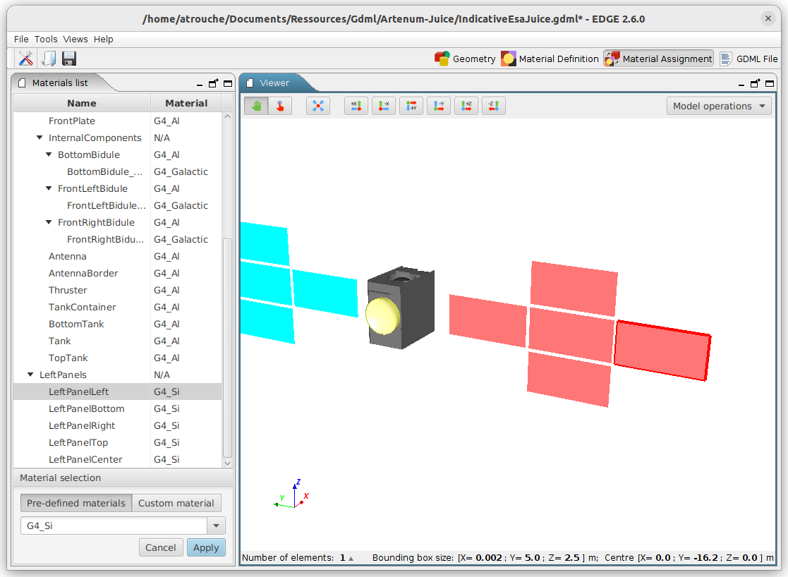 EDGE material assignment view