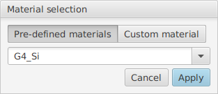 Material selection panel
