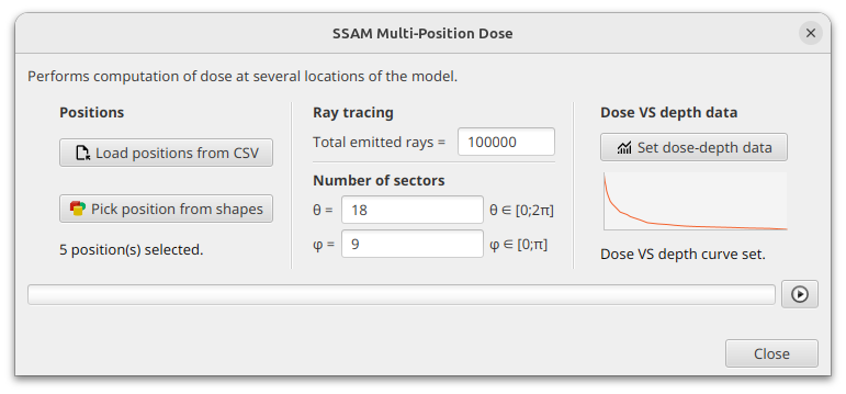 Inputs parameters for SSAM in multi-position mode