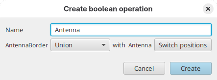 New Boolean operation dialog