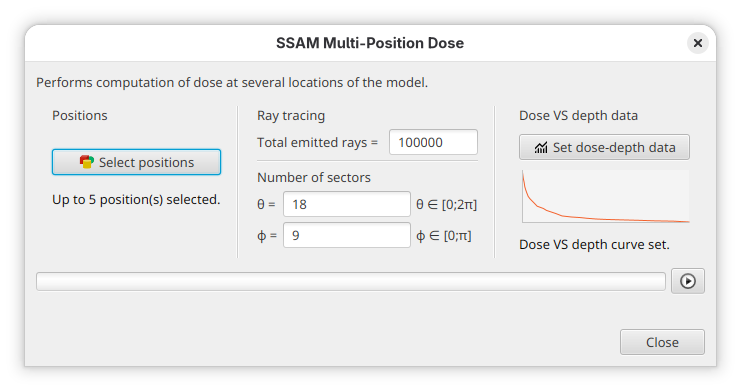 Inputs parameters for SSAM in multi-position mode
