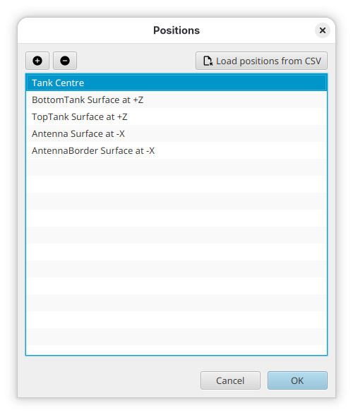 Positions selection dialogue