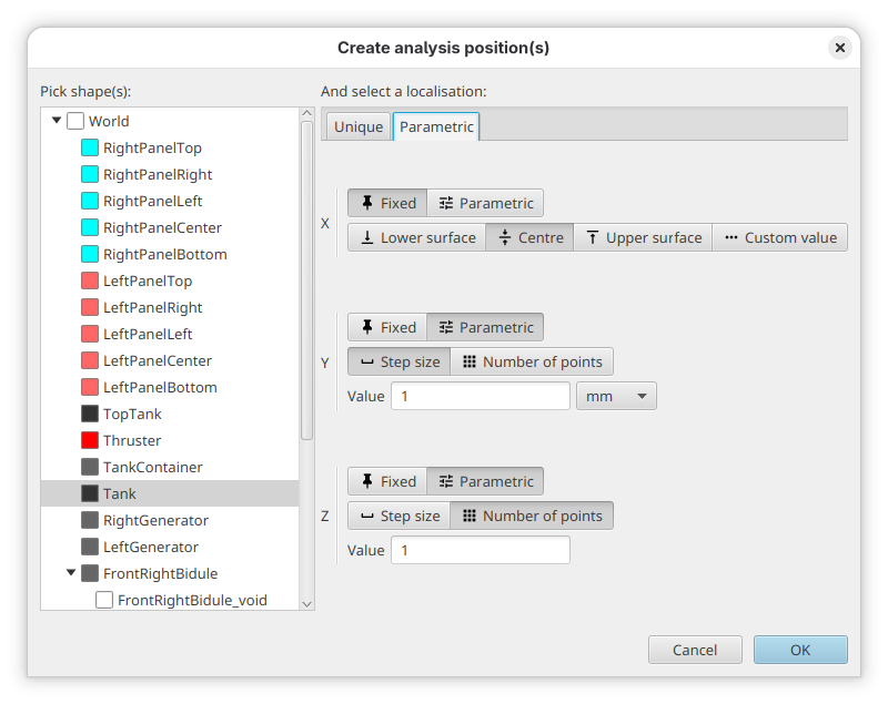Create a parametric position panel
