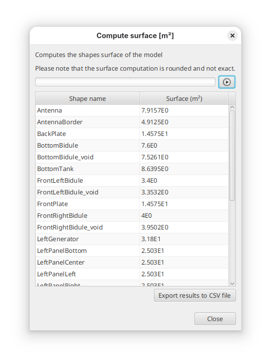 Surface computation results